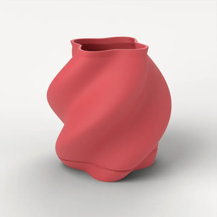 Jarrón de muestra impreso en Rojo oscuro, PLA mate